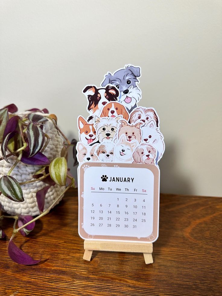 cute dogs mini desk calander